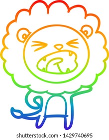 dibujo de una línea de gradiente de arco iris de un león de dibujos animados