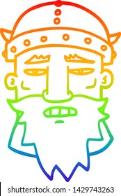 Regenbogen-Farbverlauf-Linie Zeichnung eines Cartoon wütenden Krieger