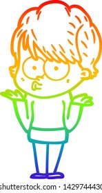 Regenbogengradientenzeichnung einer Cartoon-Frau