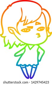 dibujo de la línea de gradiente del arco iris de una niña vampiro de dibujos animados