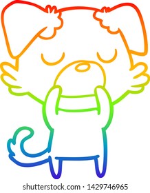 dibujo de línea de gradiente de arco iris de un perro caricaturista