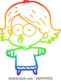 dibujo de una niña de dibujos animados con gradiente de color arcoiris