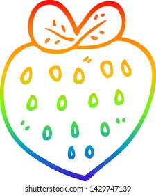rainbow gradient line drawing of a cartoon strawberry fr