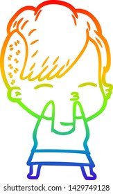 dibujo de una chica de la caricatura con gradiente de arco iris