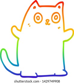 dibujo de una línea de gradiente de arco iris de un gato de dibujos animados
