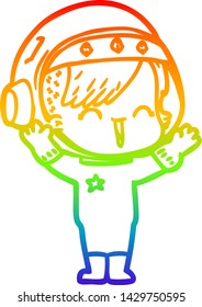 dibujo de una caricatura de una astronauta riendo 