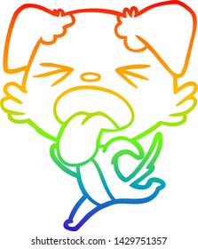 rainbow gradient line drawing of a cartoon running dog