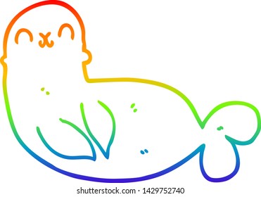 dibujo de la línea de gradiente del arco iris de un sello de dibujos animados