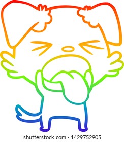 rainbow gradient line drawing of a cartoon disgusted dog