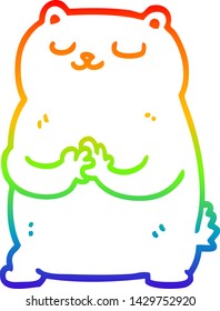 rainbow gradient line drawing of a cartoon bear