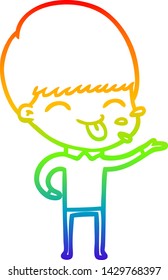 rainbow gradient line drawing of a cartoon rude man