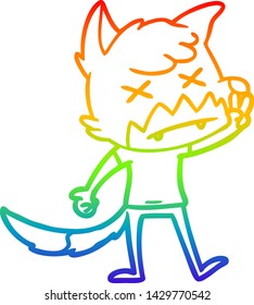 rainbow gradient line drawing of a cartoon dead fox