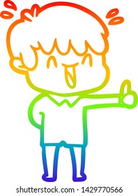 dibujo de una línea de gradiente de arco iris de un niño riéndose de caricatura