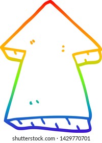 dibujo de línea de gradiente de arco iris de una flecha señaladora de dibujos animados