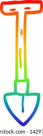 rainbow gradient line drawing of a cartoon spade