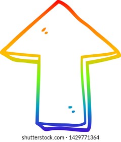 dibujo de línea de gradiente de arco iris de una flecha señaladora de dibujos animados