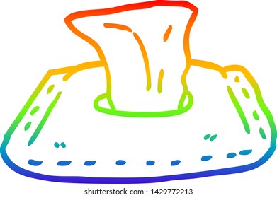 dibujo de una línea de degradado de arco iris de una toallita de inodoro de dibujos animados