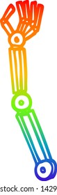 Regenbogengradientenzeichnung eines Cartoon-Roboterarms