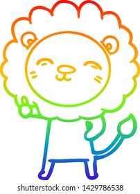 rainbow gradient line drawing of a cartoon lion