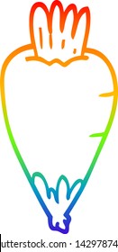 dibujo de línea de gradiente arco iris de una raíz de dibujos animados vegetal