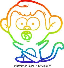 rainbow gradient line drawing of a cartoon shocked monkey