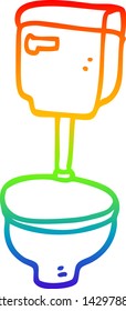 dibujo de una línea de degradado de arco iris de un baño dorado de dibujos animados