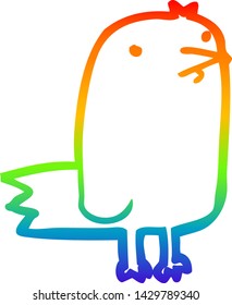 rainbow gradient line drawing of a cartoon bird