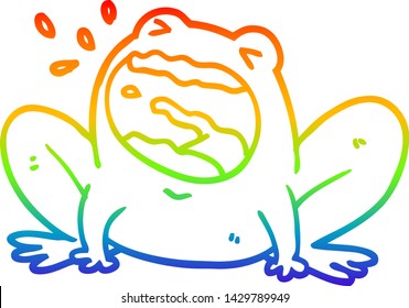 rainbow gradient line drawing of a cartoon frog shouting