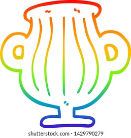 rainbow gradient line drawing of a cartoon of a golden vase