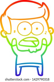 dibujo de una línea de gradiente de arco iris de un hombre impactado