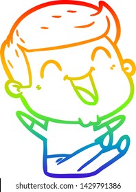 rainbow gradient line drawing of a cartoon man laughing