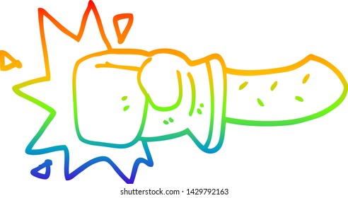 rainbow gradient line drawing of a cartoon punch