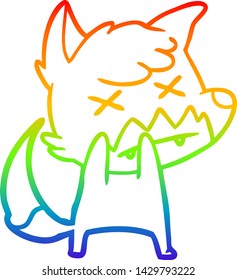Regenbogen-Farbverlauf-Zeichnung eines Cartoons toter Fuchs