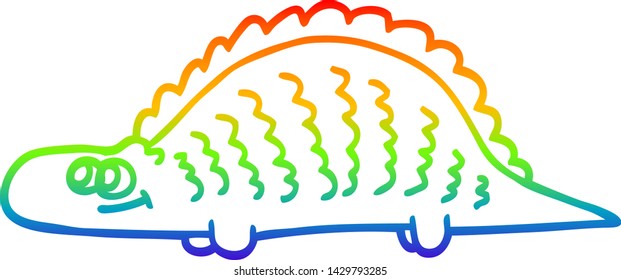 Regenbogen-Farbverlauf-Zeichnung eines Cartoons prähistorischen Dinosauriers