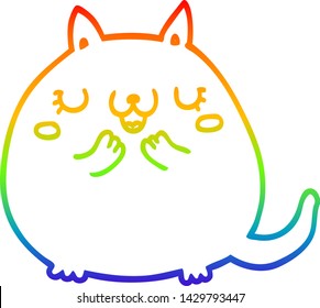 dibujo de una linea de gradiente arco iris de un gato lindo