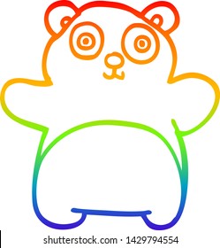 rainbow gradient line drawing of a cartoon happy panda