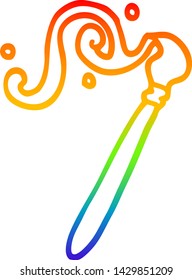 dibujo de línea de gradiente de arco iris de un pincel de pintura de dibujos animados