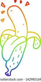 rainbow gradient line drawing of a cartoon banana