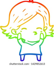 rainbow gradient line drawing of a cartoon woman