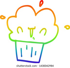 Regenbogengradientenzeichnung eines Cartoon Cupcakes
