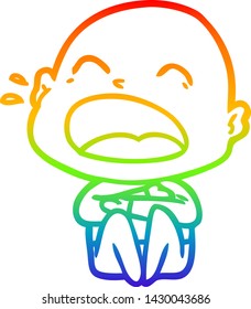 Regenbogen-Farbverlauf-Zeichnung eines Zeichens, der Glatzköpfer schreien
