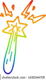 rainbow gradient line drawing of a cartoon magic wand 