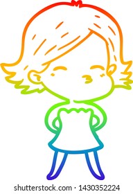 rainbow gradient line drawing of a cartoon woman