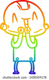 rainbow gradient line drawing of a cartoon robot