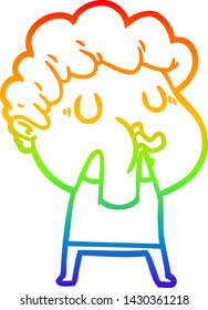 rainbow gradient line drawing of a cartoon man pulling face