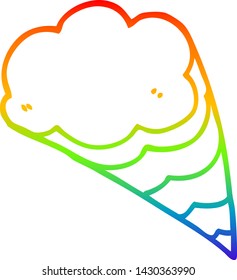rainbow gradient line drawing of a cartoon decorative cloud element