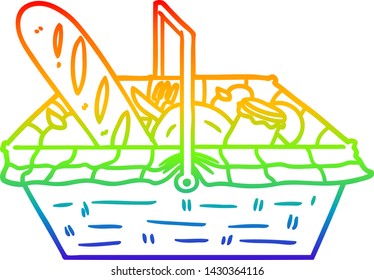 dibujo de una cesta de picnic con gradiente de arco iris