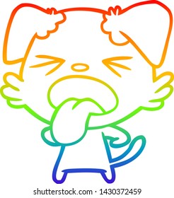 rainbow gradient line drawing of a cartoon disgusted dog