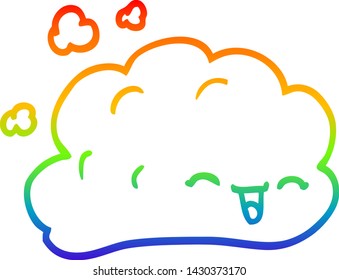 dibujo de una línea de gradiente de arco iris de un humo gris de dibujos animados