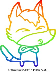 dibujo de una línea degradada de un lobo de dibujos animados
